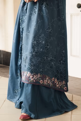 AQUA COBALT-3 PC EMBROIDERED LAWN SUIT - Image 2