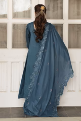 AQUA COBALT-3 PC EMBROIDERED LAWN SUIT - Image 5