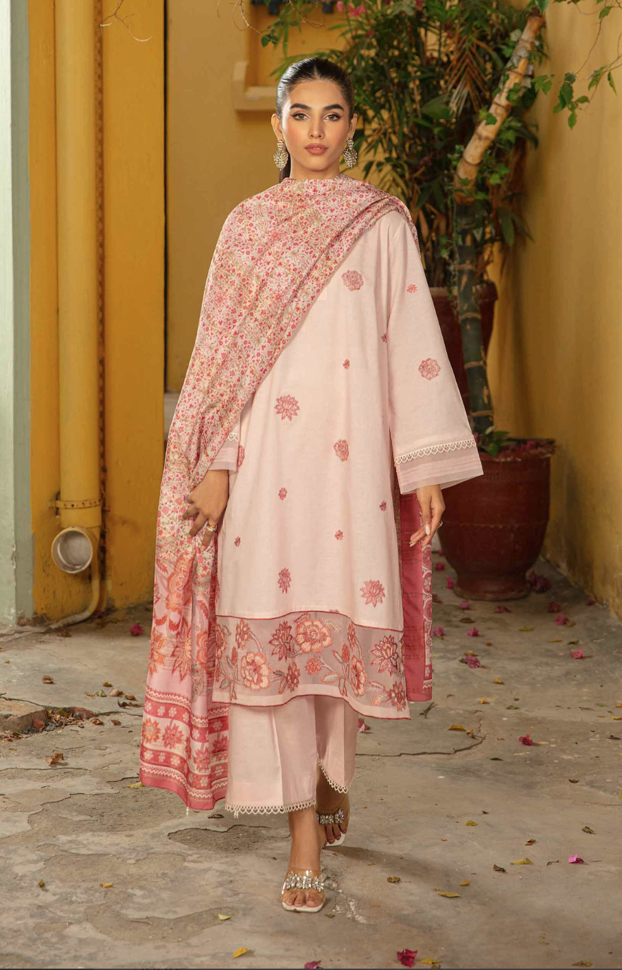 Nishat Summer Unstitched Embroidered Cambric 3Pc Suit - 42401082